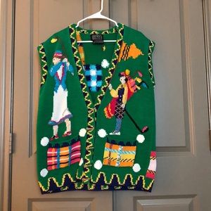 Vintage Berek Novelty Ugly Sweater Vest Size L